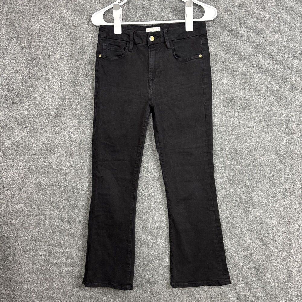 FRAME  Le Crop Mini Boot Jeans Womens Size 28 Black Film Noir